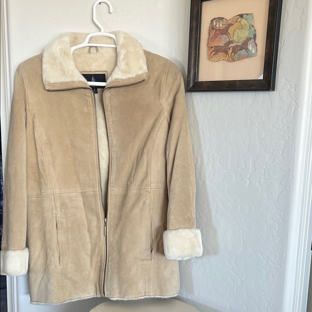 London Fog Tan Teddy Jacket with Cream Details